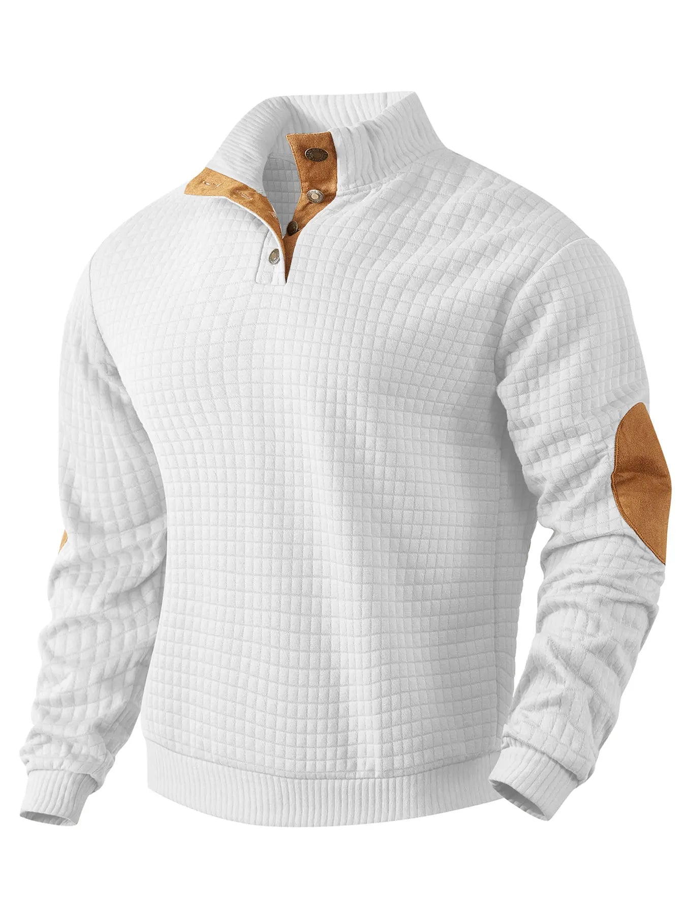 Sweater - Warme wafeltrui voor heren met elleboogstukken-Boetiek Moda