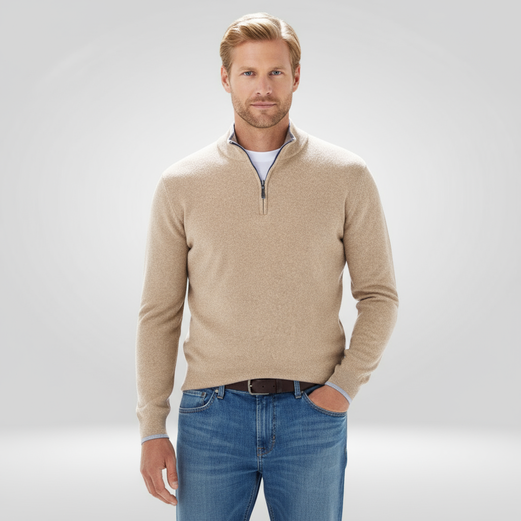Sweater met kwart rits | Casual | Warm | Gebreide trui | Trui met halve rits voor heren-Boetiek Moda