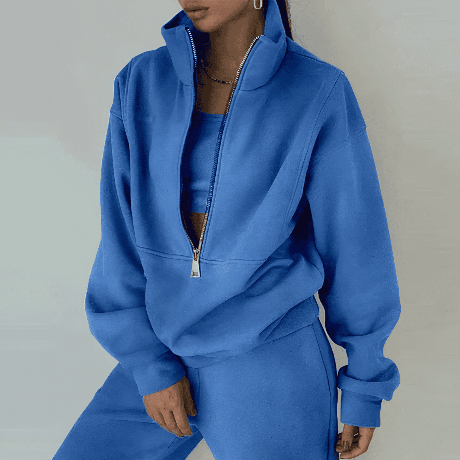 Sweatpak | Comfy | Half-Zip | Sweatshirt en Joggers Set | Damestrainingspak-Boetiek Moda