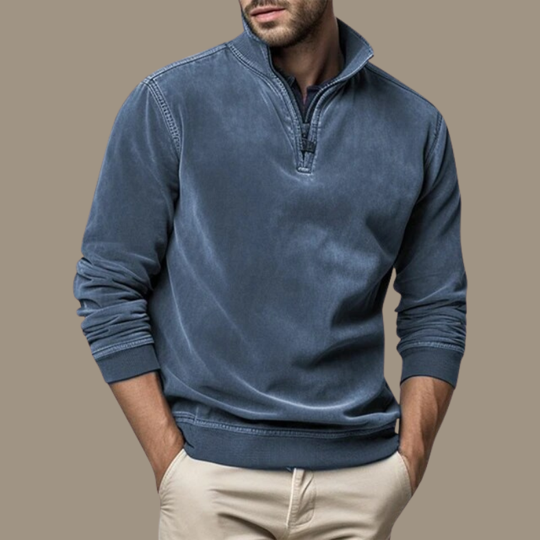 Sweatshirt met kwart rits - Casual Pullover met halve rits voor heren-Boetiek Moda