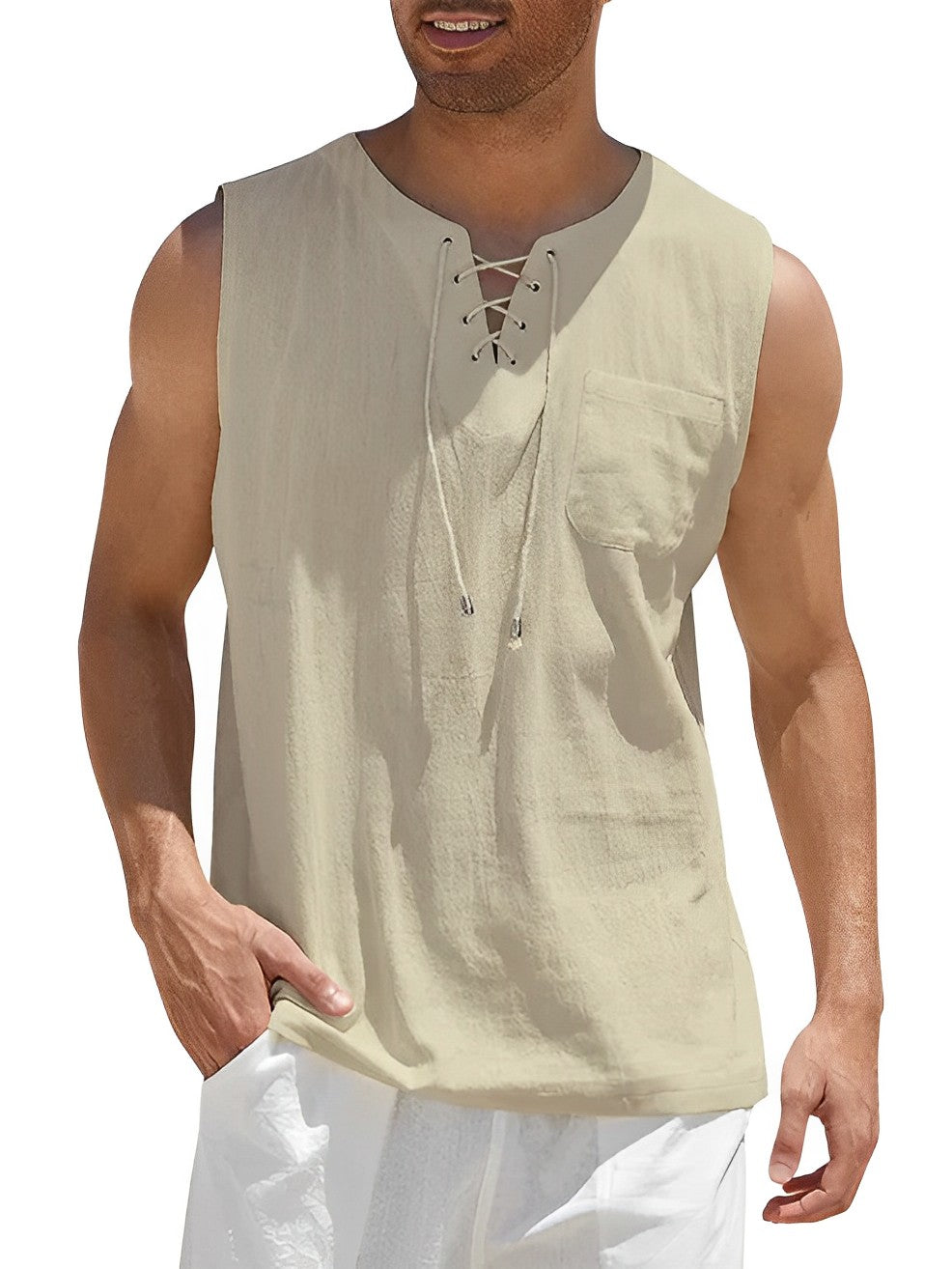 Tanktop - Mouwloze top zomershirt, losjes vallend voor heren-Boetiek Moda
