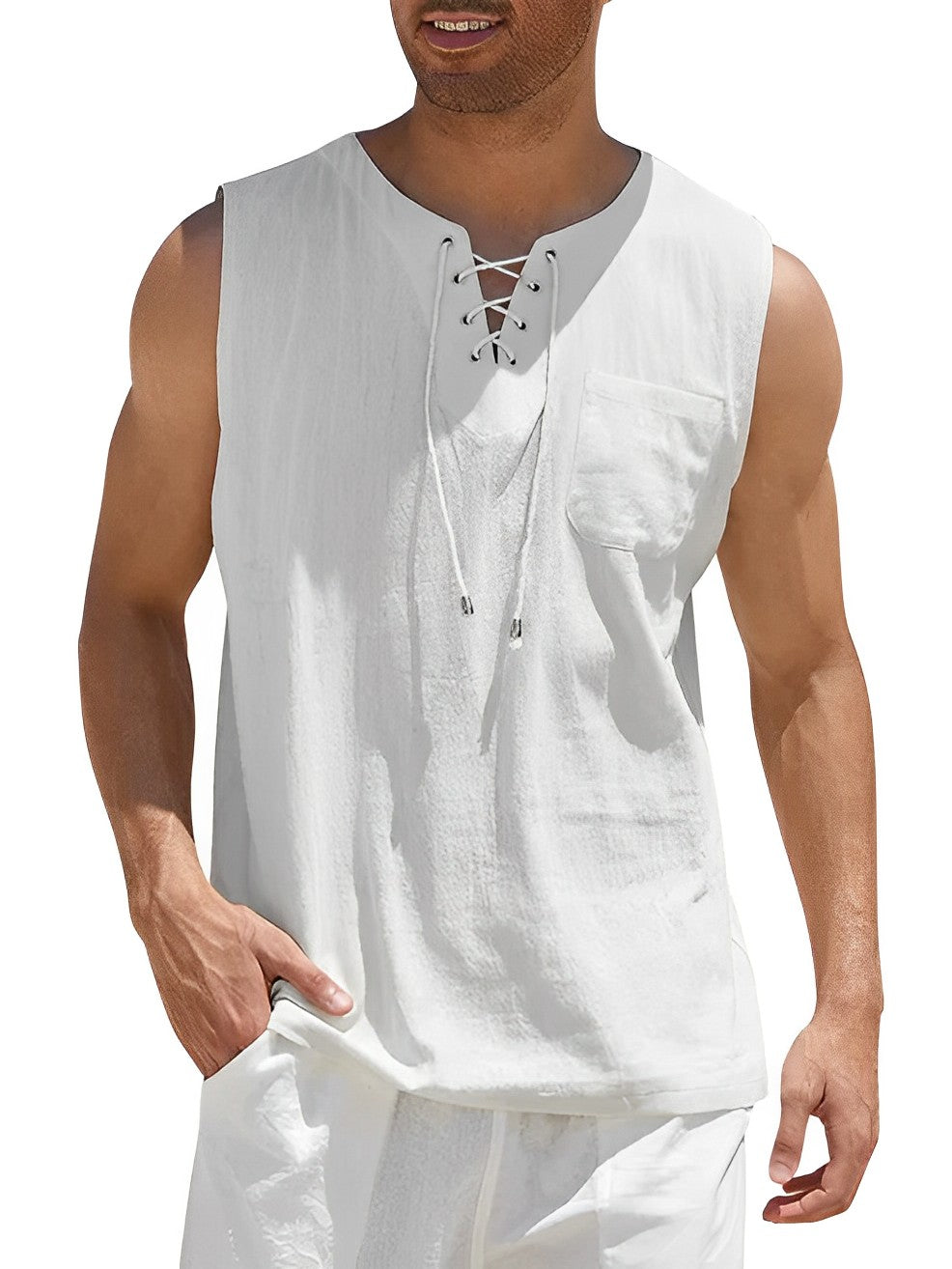 Tanktop - Mouwloze top zomershirt, losjes vallend voor heren-Boetiek Moda