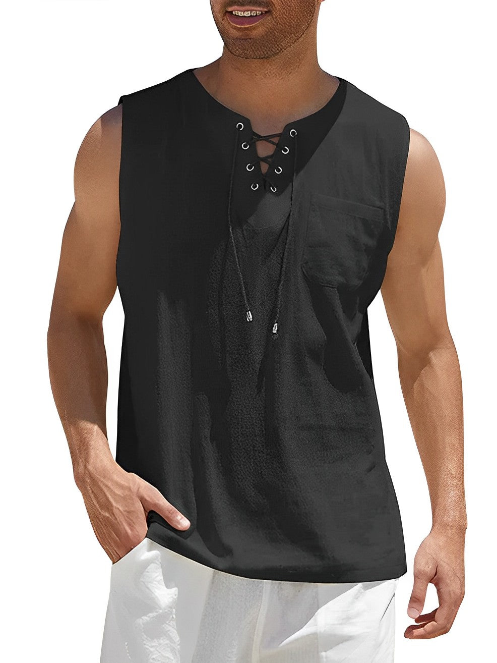 Tanktop - Mouwloze top zomershirt, losjes vallend voor heren-Boetiek Moda