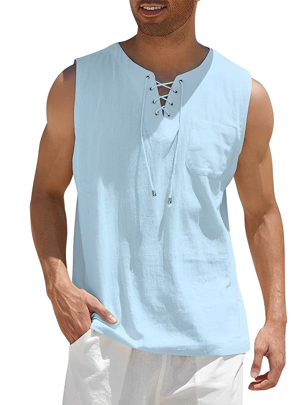 Tanktop - Mouwloze top zomershirt, losjes vallend voor heren-Boetiek Moda