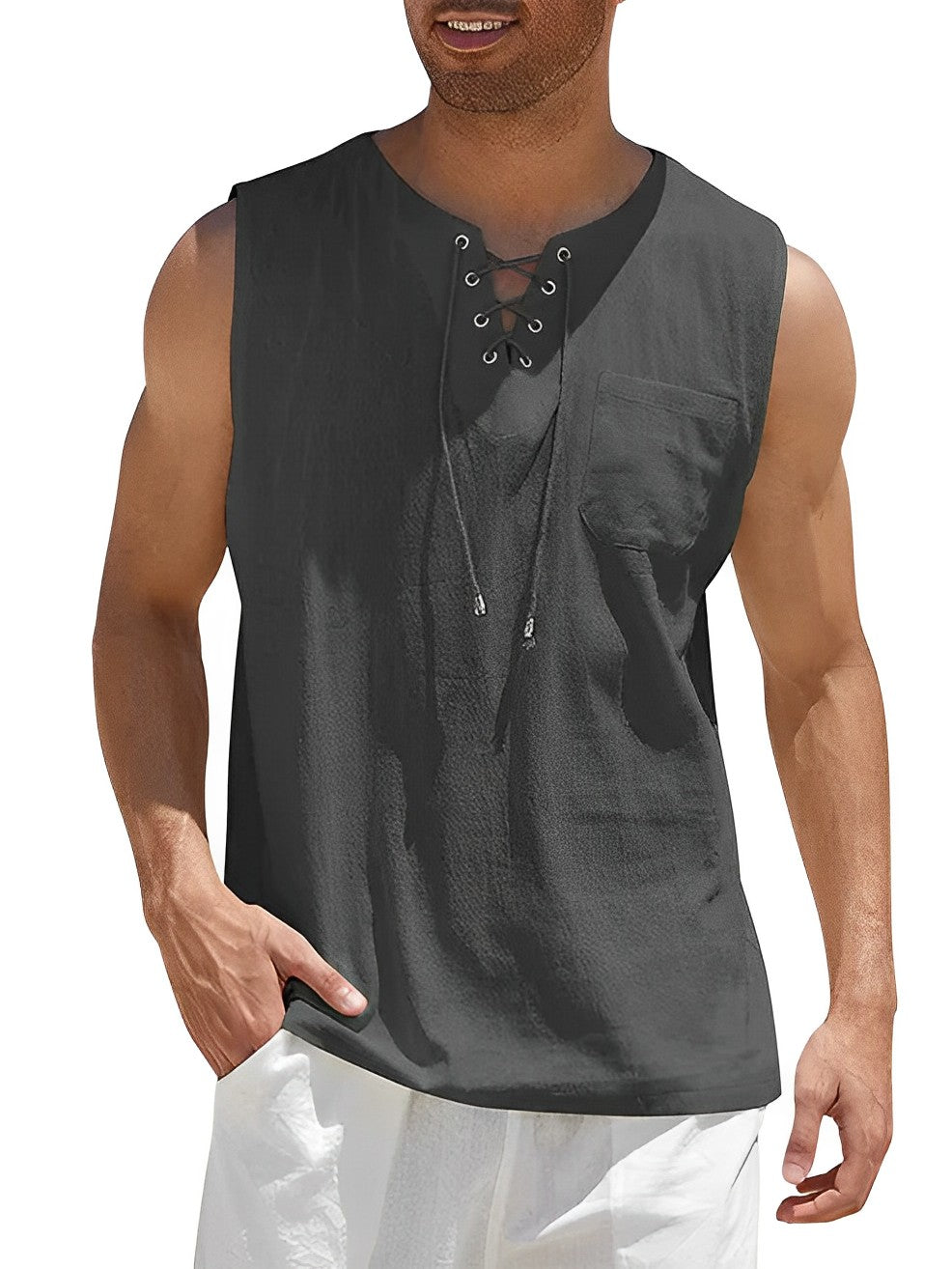 Tanktop - Mouwloze top zomershirt, losjes vallend voor heren-Boetiek Moda