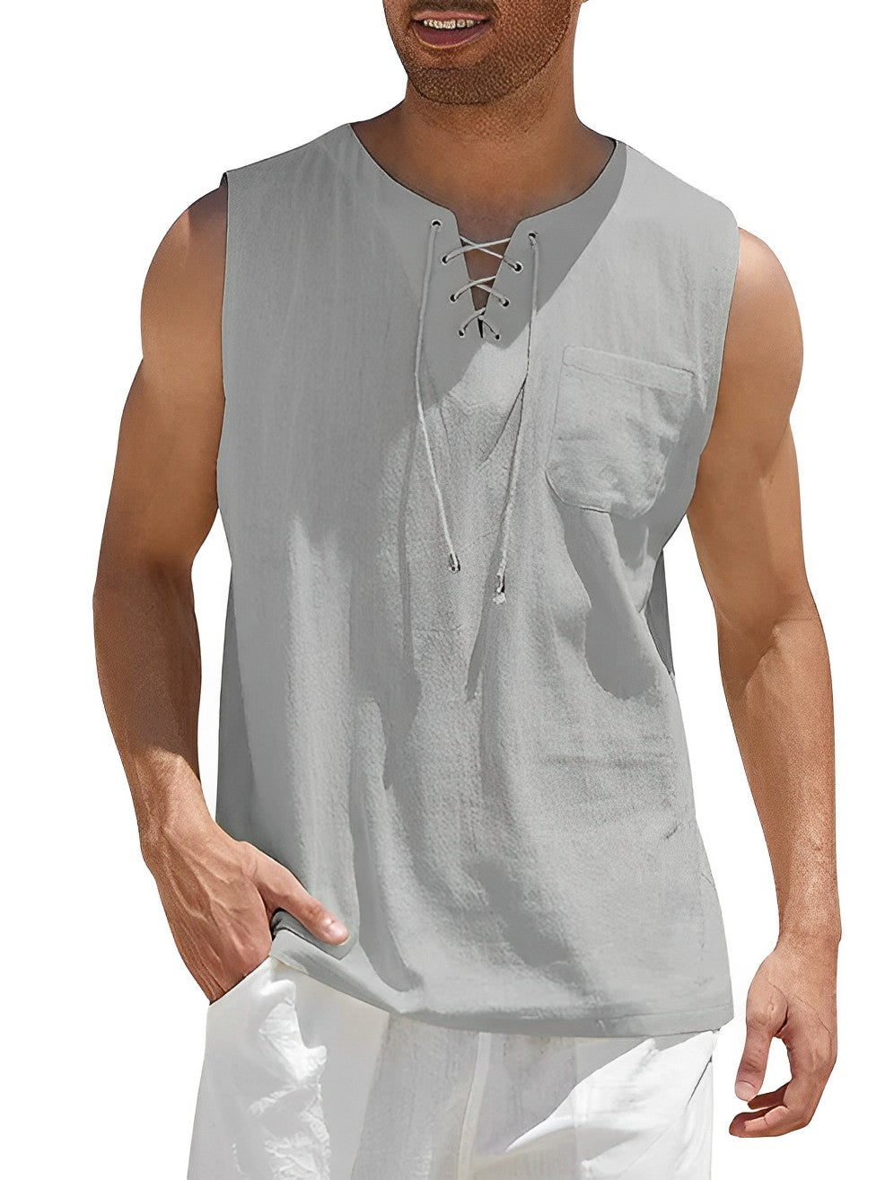 Tanktop - Mouwloze top zomershirt, losjes vallend voor heren-Boetiek Moda