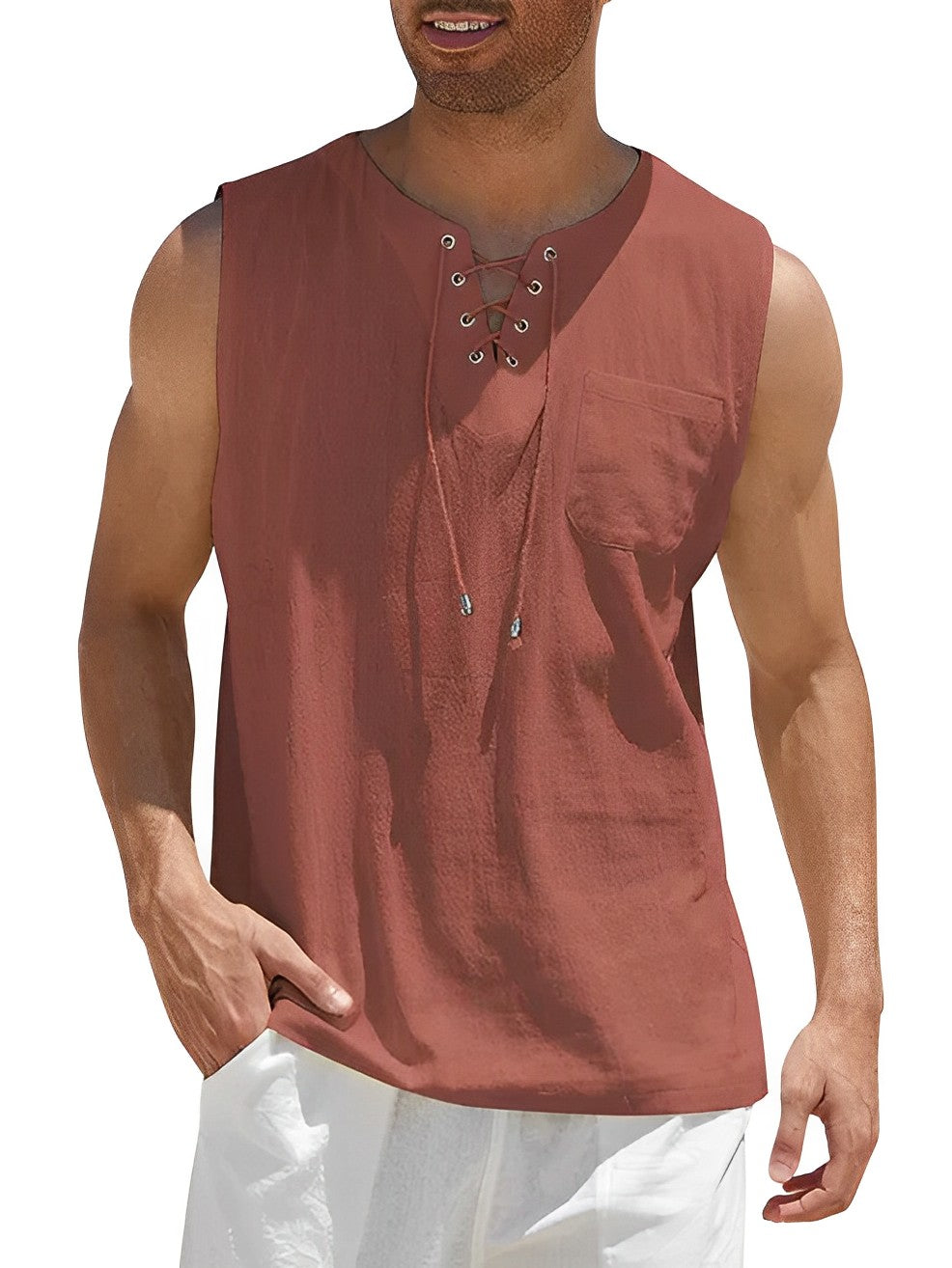 Tanktop - Mouwloze top zomershirt, losjes vallend voor heren-Boetiek Moda