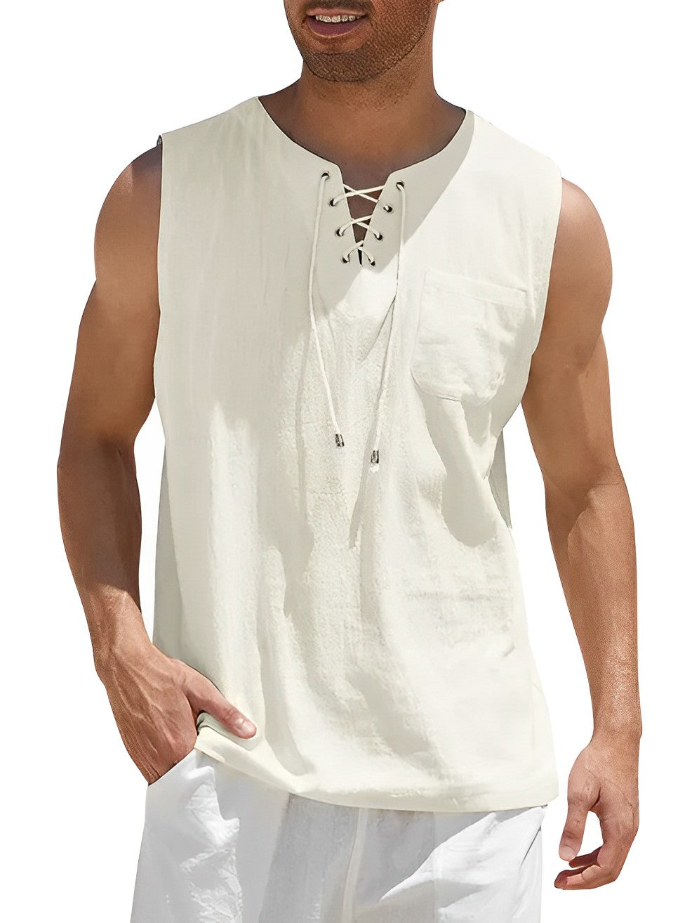 Tanktop - Mouwloze top zomershirt, losjes vallend voor heren-Boetiek Moda