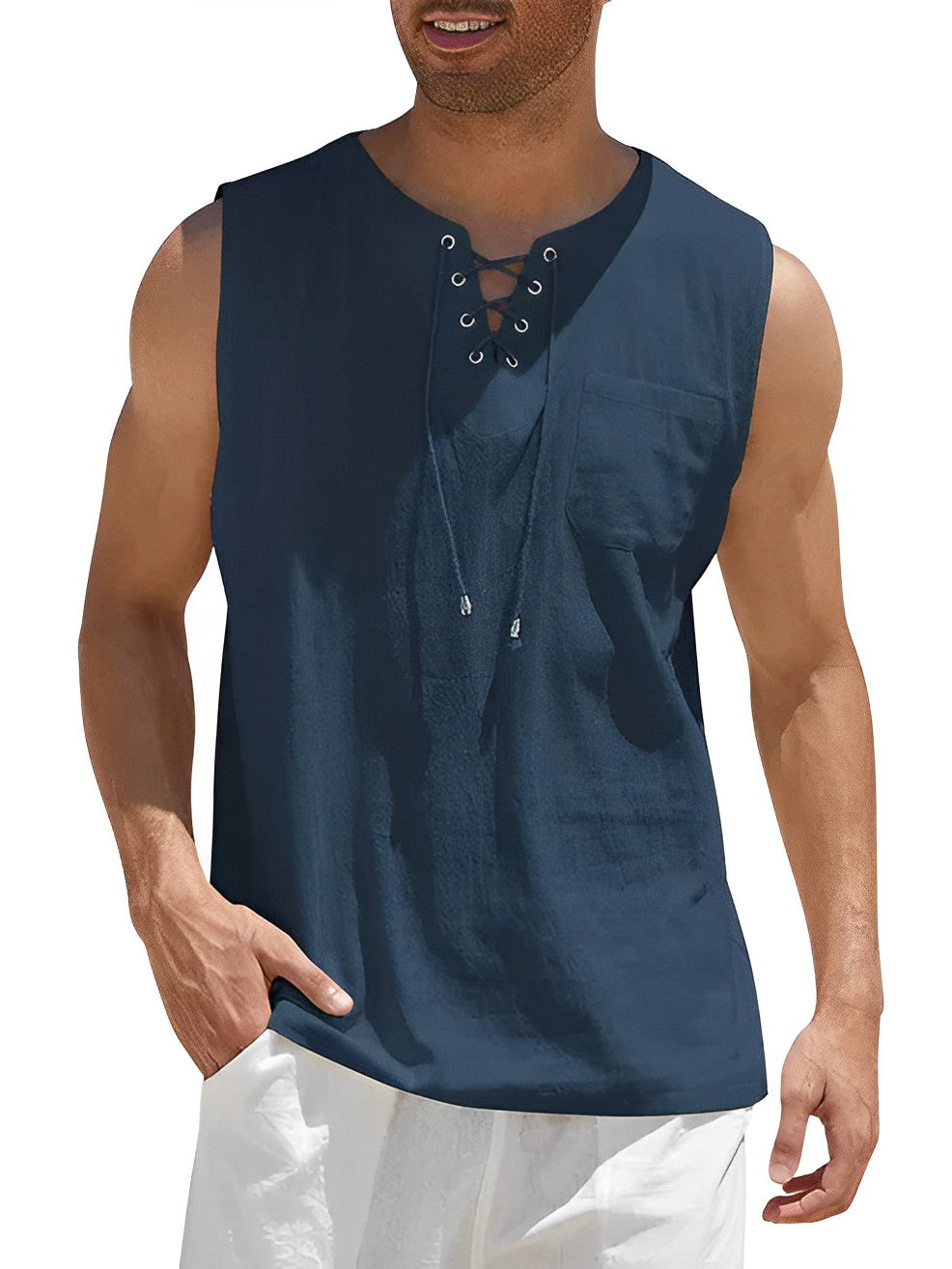 Tanktop - Mouwloze top zomershirt, losjes vallend voor heren-Boetiek Moda