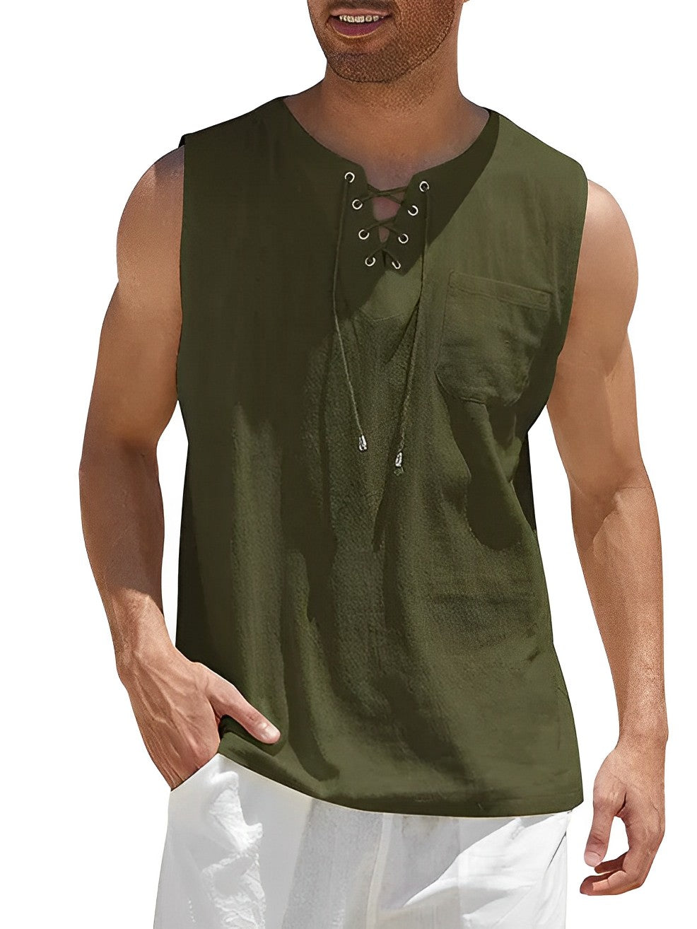 Tanktop - Mouwloze top zomershirt, losjes vallend voor heren-Boetiek Moda