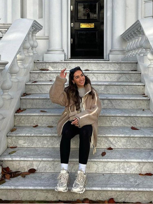 Teddy Fleece Jas - Oversized winterjas met ritssluiting voor dames-Boetiek Moda