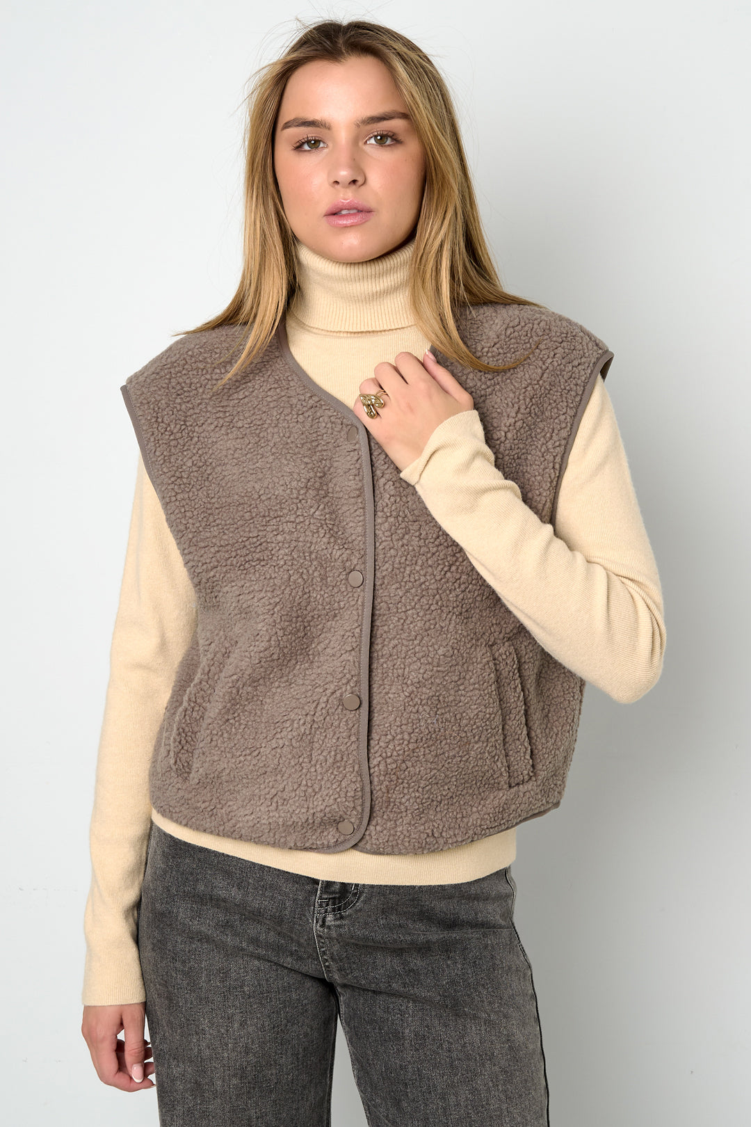 Teddy Vest - Mouwloos - Los model - Fleece Vest - Damesvest-Boetiek Moda