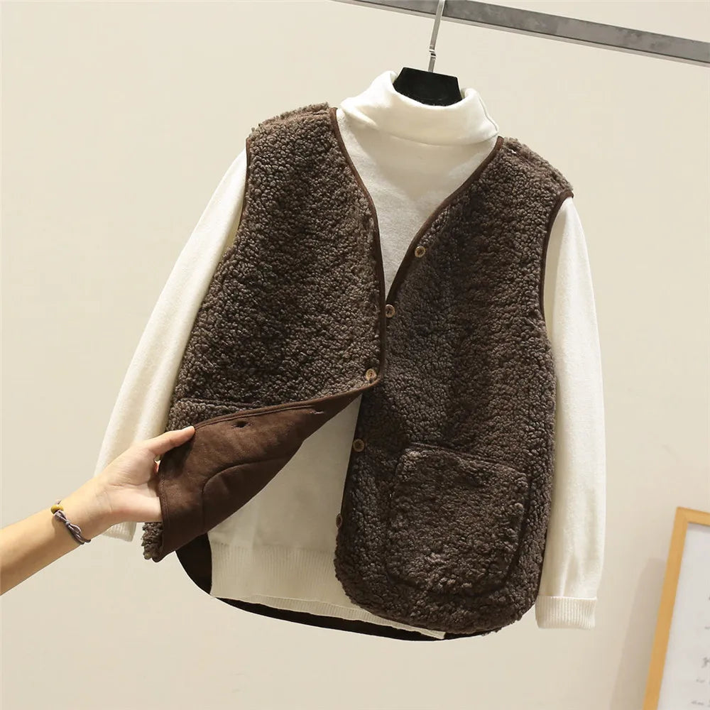 Teddy Vest - Relaxed fit sherpa fleece gilet voor dames-Boetiek Moda