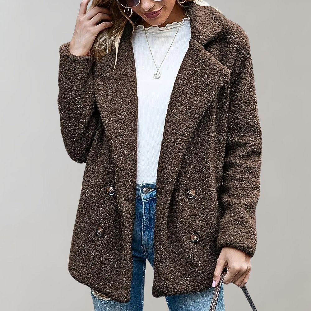 Teddyjas | Knus | Double Breasted | Winterjas | Vrouwenjas-Boetiek Moda