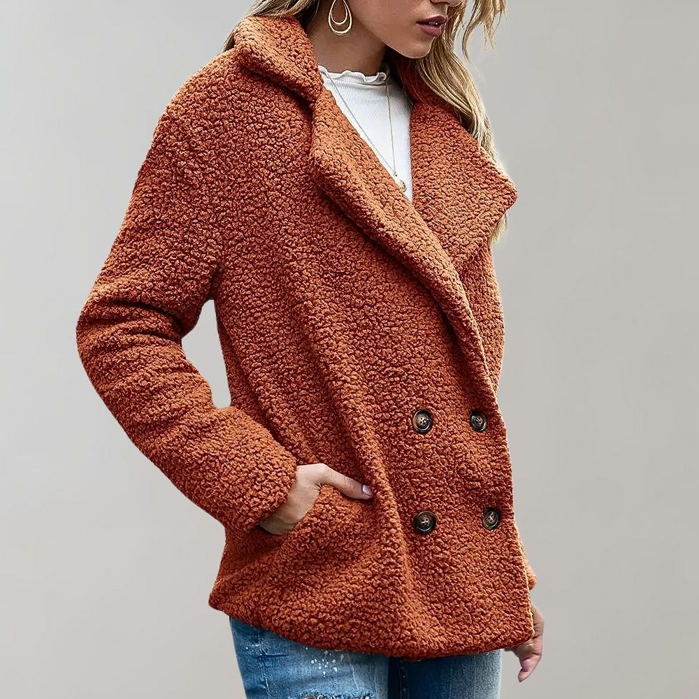 Teddyjas | Knus | Double Breasted | Winterjas | Vrouwenjas-Boetiek Moda