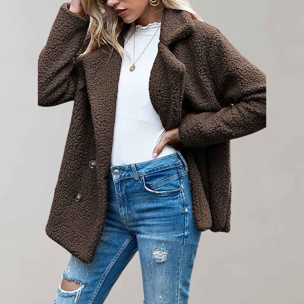 Teddyjas | Knus | Double Breasted | Winterjas | Vrouwenjas-Boetiek Moda