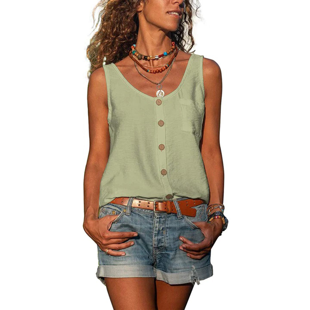 Top | Knoopsluiting | Los model | Mouwloze Top | Dameskleding-Boetiek Moda