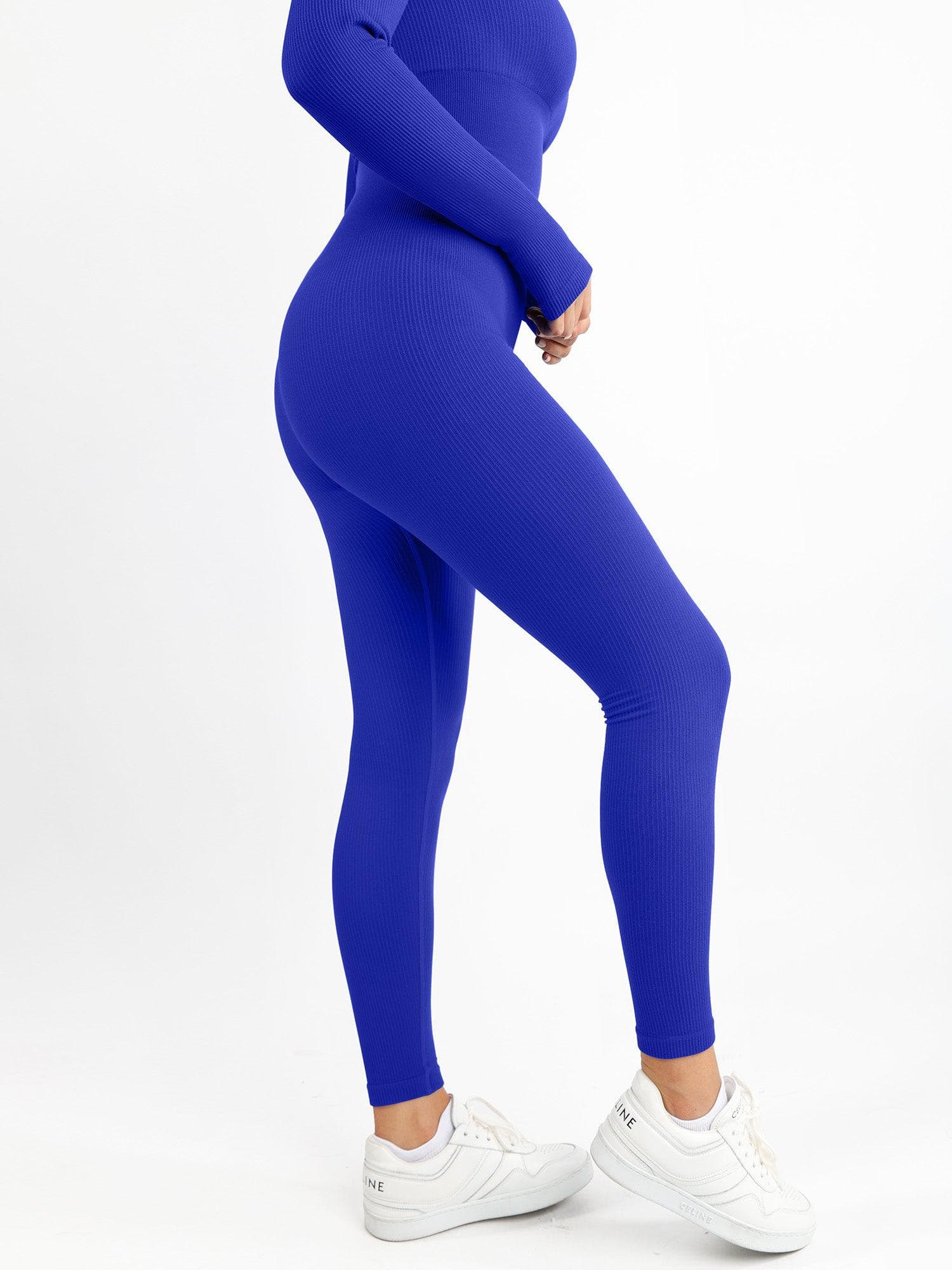 Trainings jumpsuit - dames jumpsuit met naadloze lange mouwen en vormgevende fitness jumpsuit-Boetiek Moda