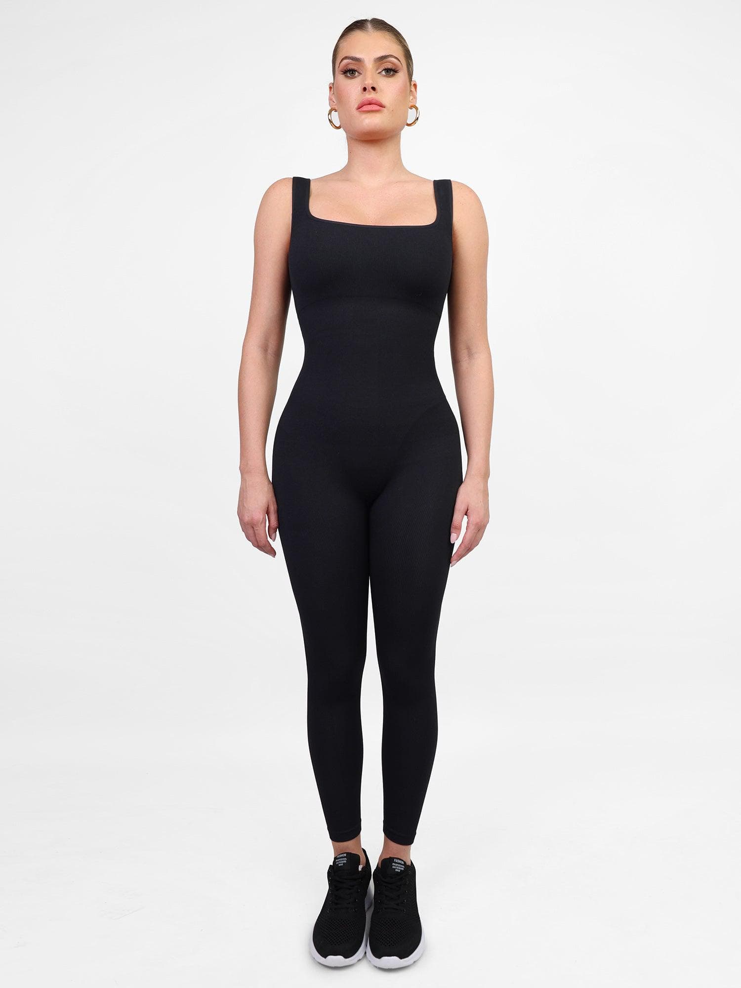 Trainings jumpsuit - dames jumpsuit met naadloze lange mouwen en vormgevende fitness jumpsuit-Boetiek Moda