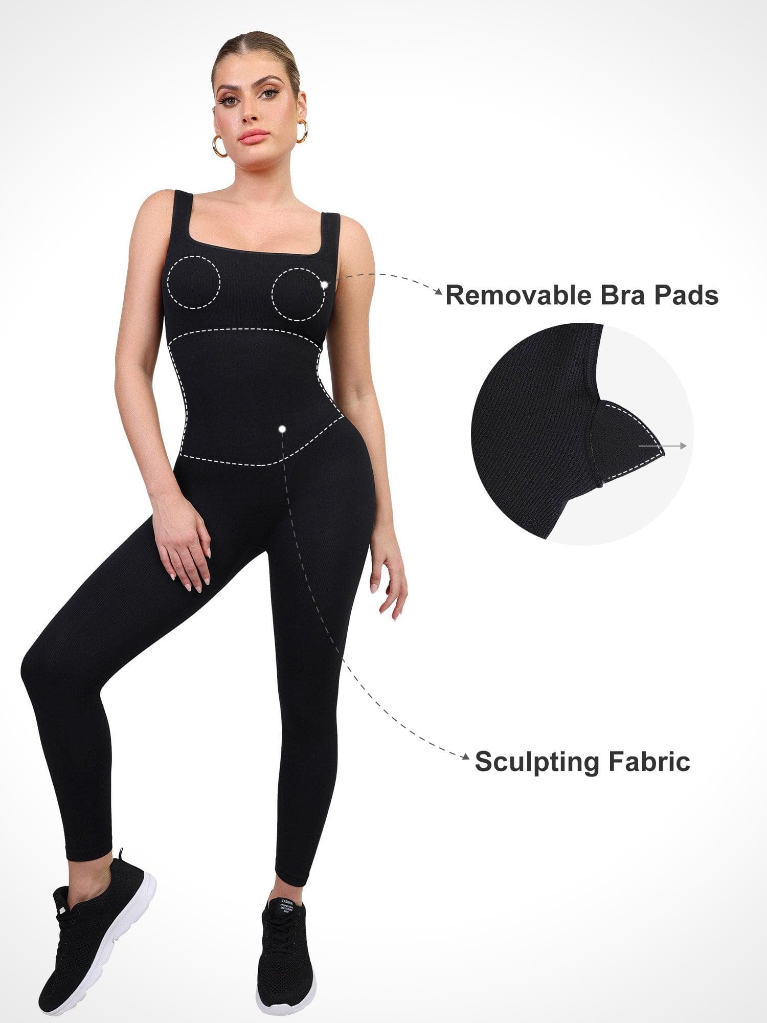 Trainings jumpsuit - dames jumpsuit met naadloze lange mouwen en vormgevende fitness jumpsuit-Boetiek Moda