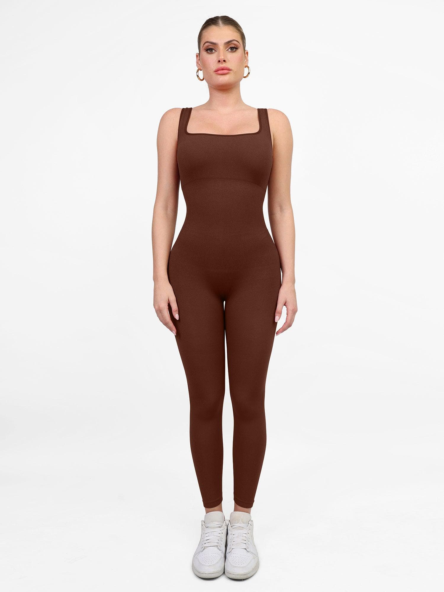 Trainings jumpsuit - dames jumpsuit met naadloze lange mouwen en vormgevende fitness jumpsuit-Boetiek Moda