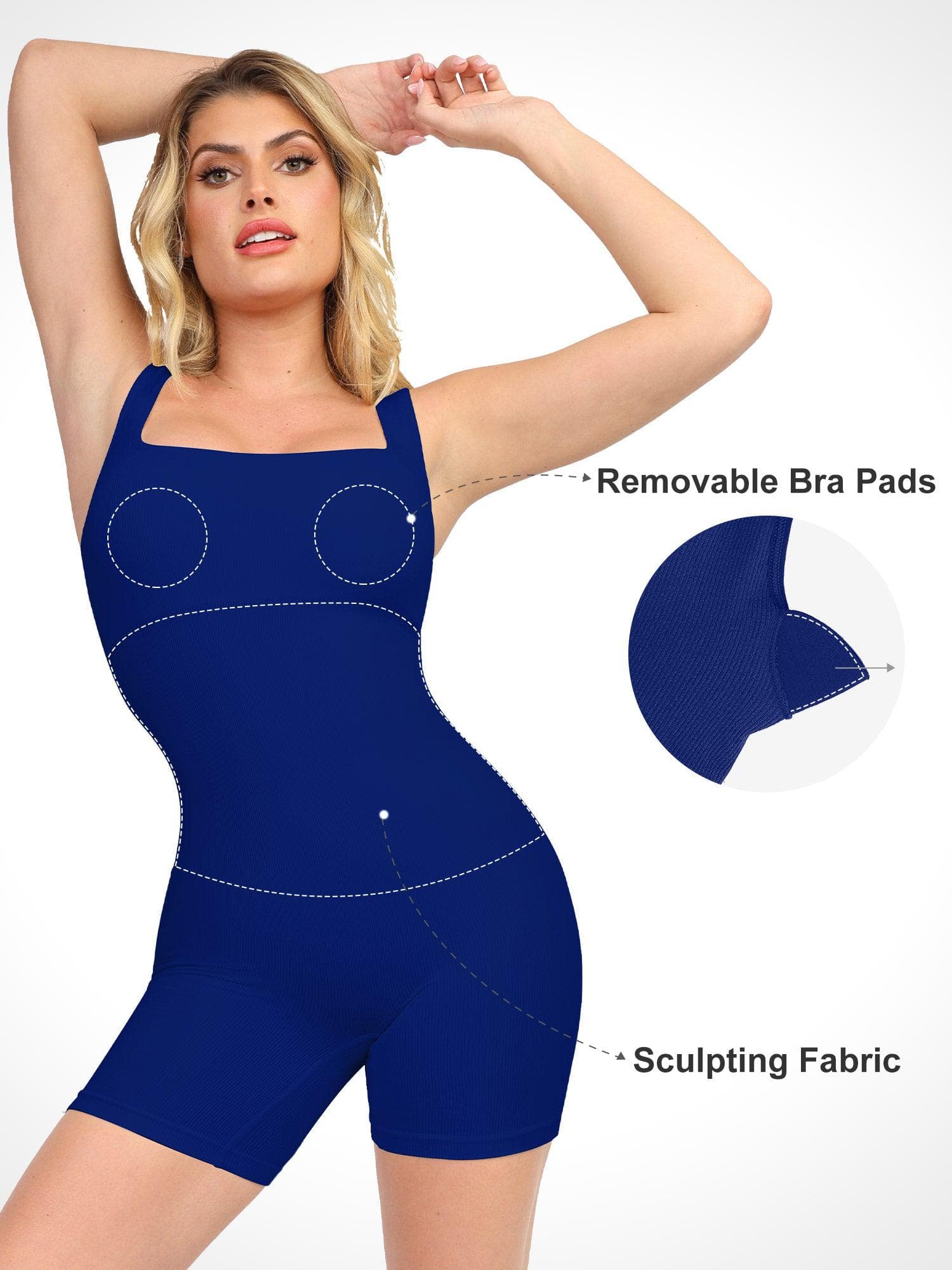 Trainings jumpsuit - dames jumpsuit met naadloze lange mouwen en vormgevende fitness jumpsuit-Boetiek Moda