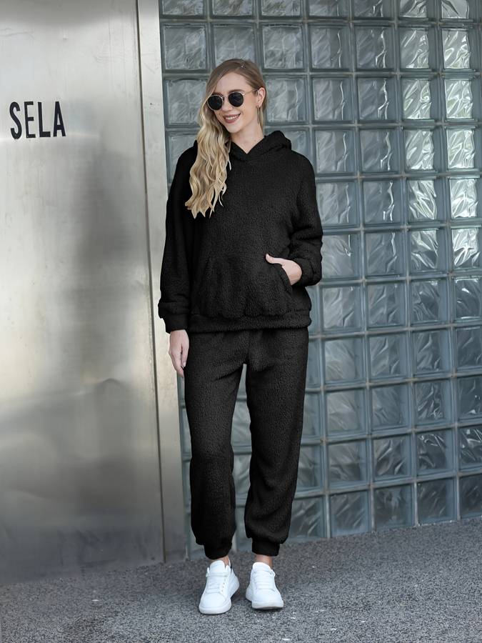 Trainingspak - Dames fleece hoodie en joggingbroek, tweedelige set-Boetiek Moda
