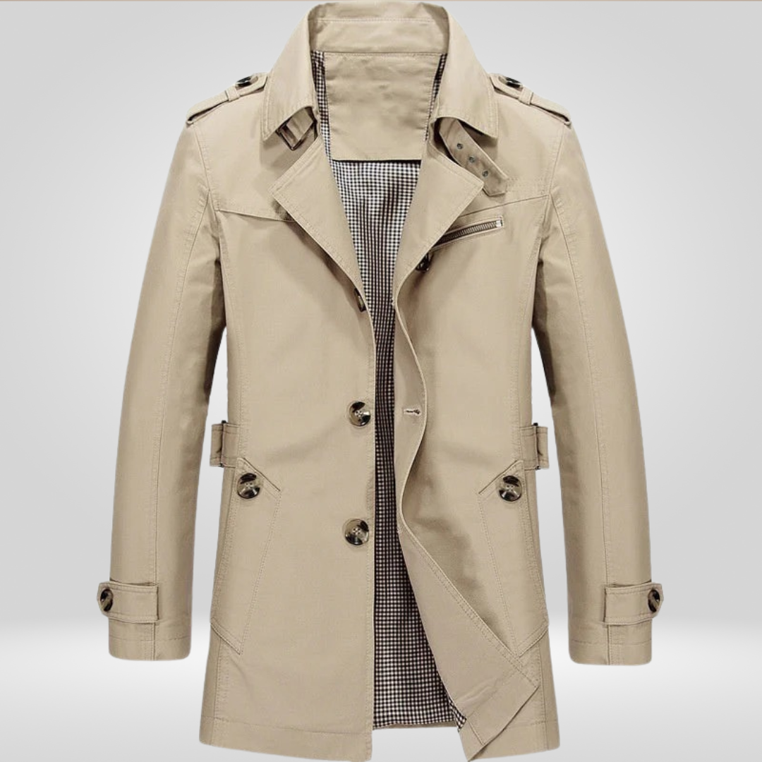 Trenchcoat | Klassiek | Halflang | Enkelrijige jas | Trenchcoat voor heren-Boetiek Moda