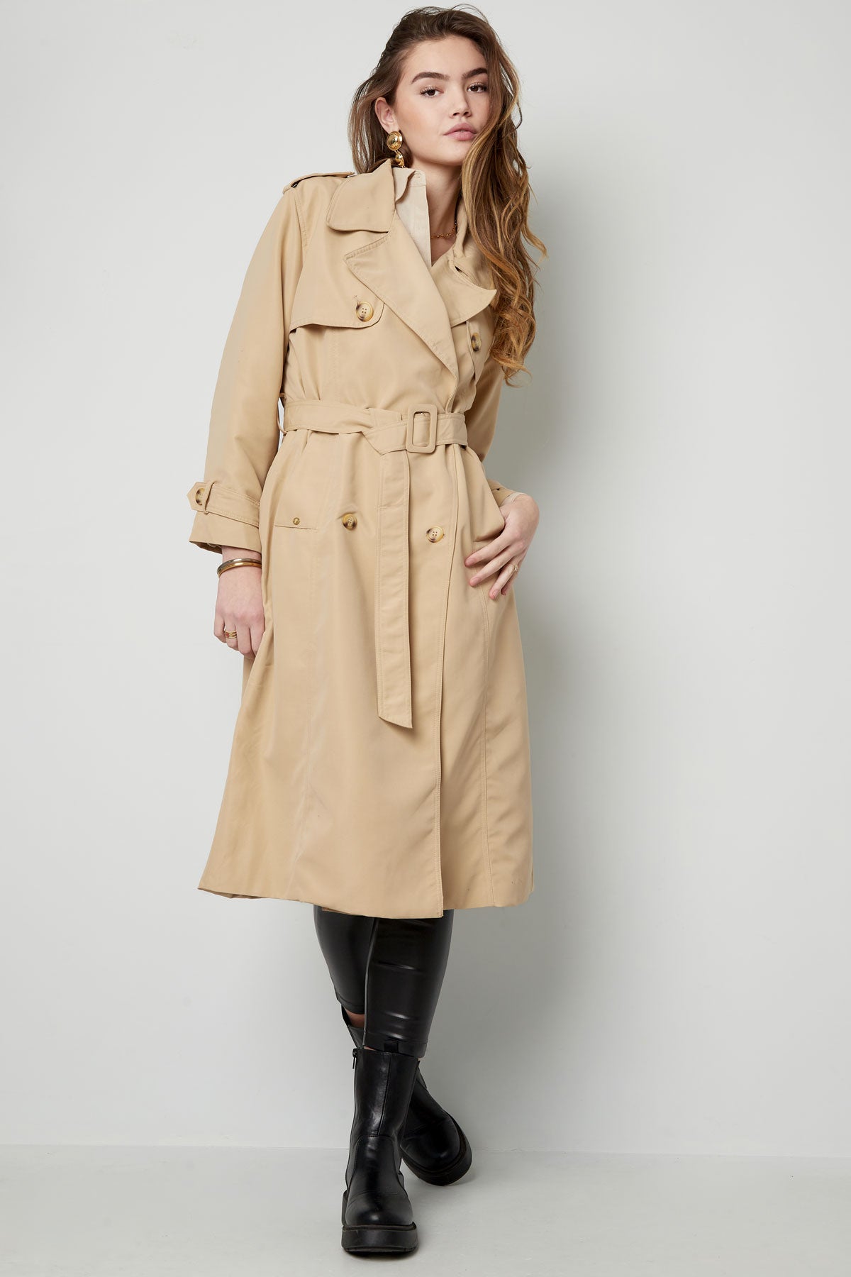 Trenchcoat - Klassieke Double Breasted Trenchcoat met Riem voor dames-Boetiek Moda