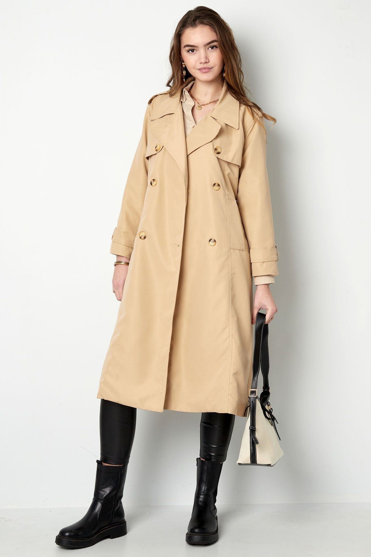 Trenchcoat - Klassieke Double Breasted Trenchcoat met Riem voor dames-Boetiek Moda