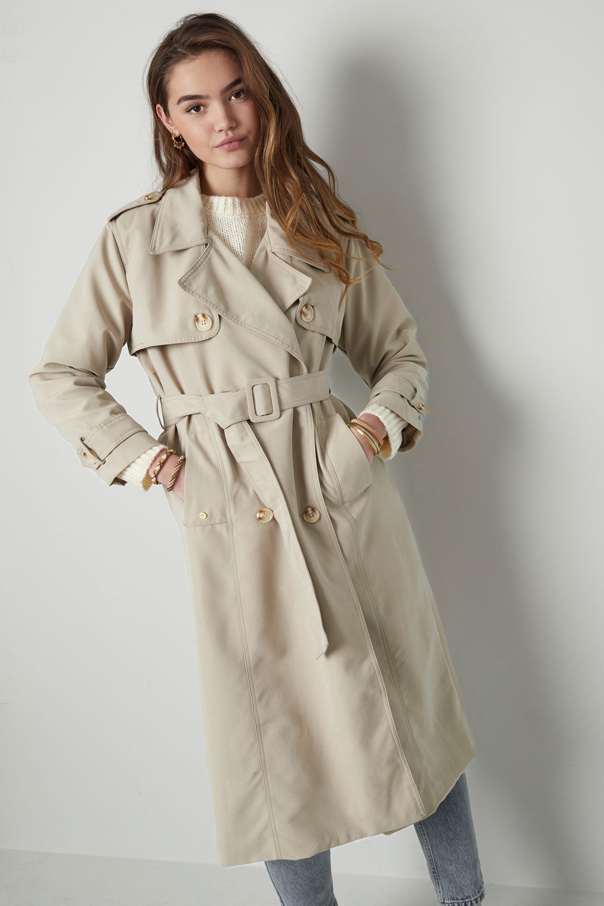 Trenchcoat - Klassieke Double Breasted Trenchcoat met Riem voor dames-Boetiek Moda