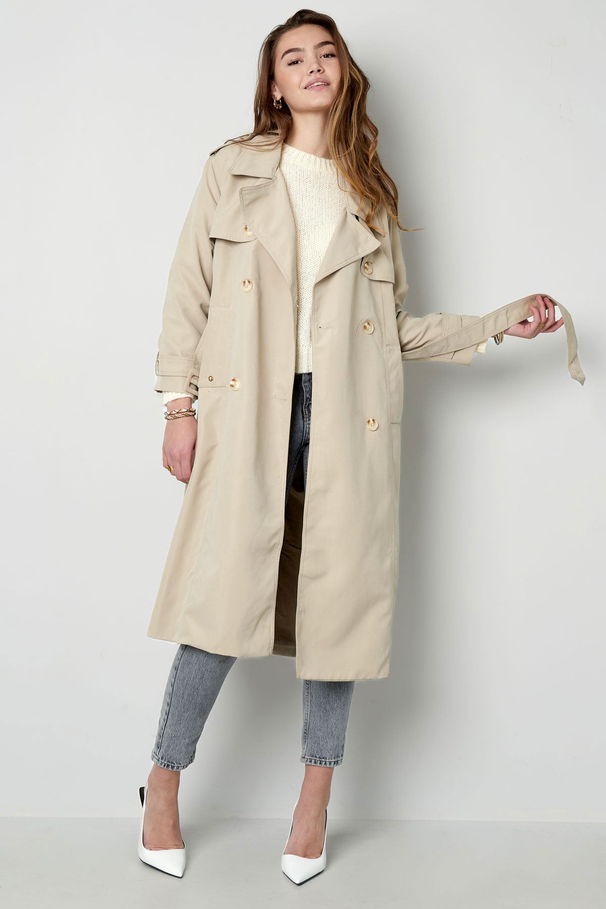 Trenchcoat - Klassieke Double Breasted Trenchcoat met Riem voor dames-Boetiek Moda