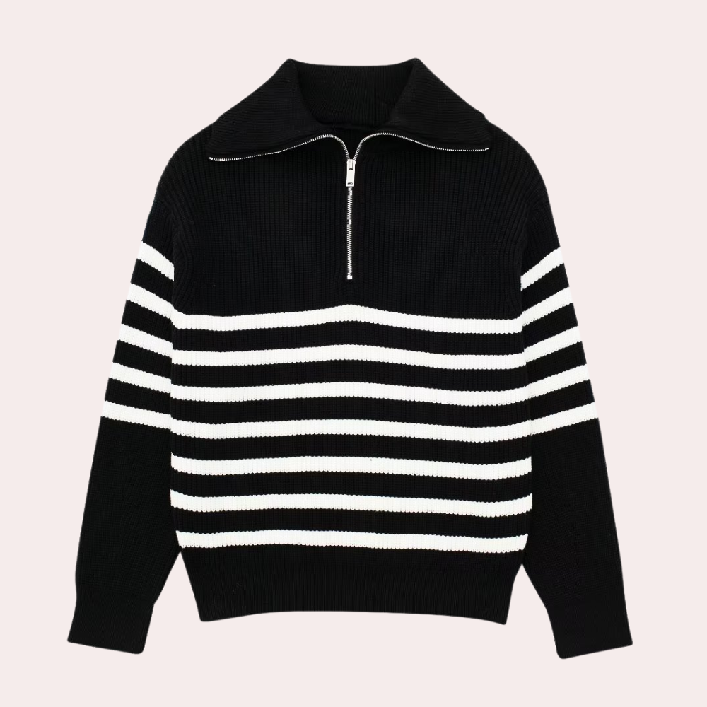 Trui met halve rits | Losjes model | Warm | Gebreide trui | Damestrui-Boetiek Moda