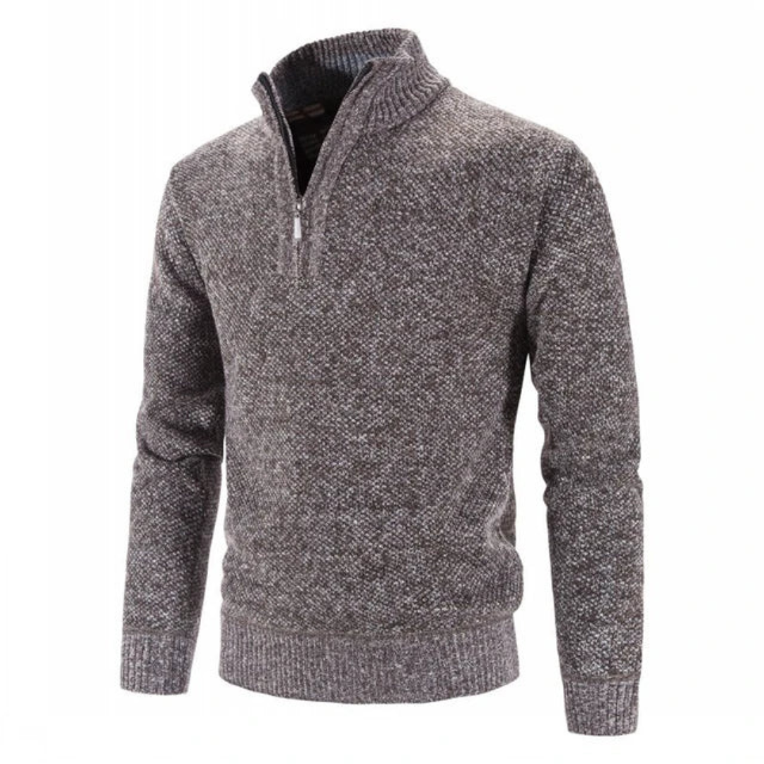 Trui met kwart rits - Gebreid - Hoge Hals - Sweater met halve rits - Gebreide heren trui-Boetiek Moda
