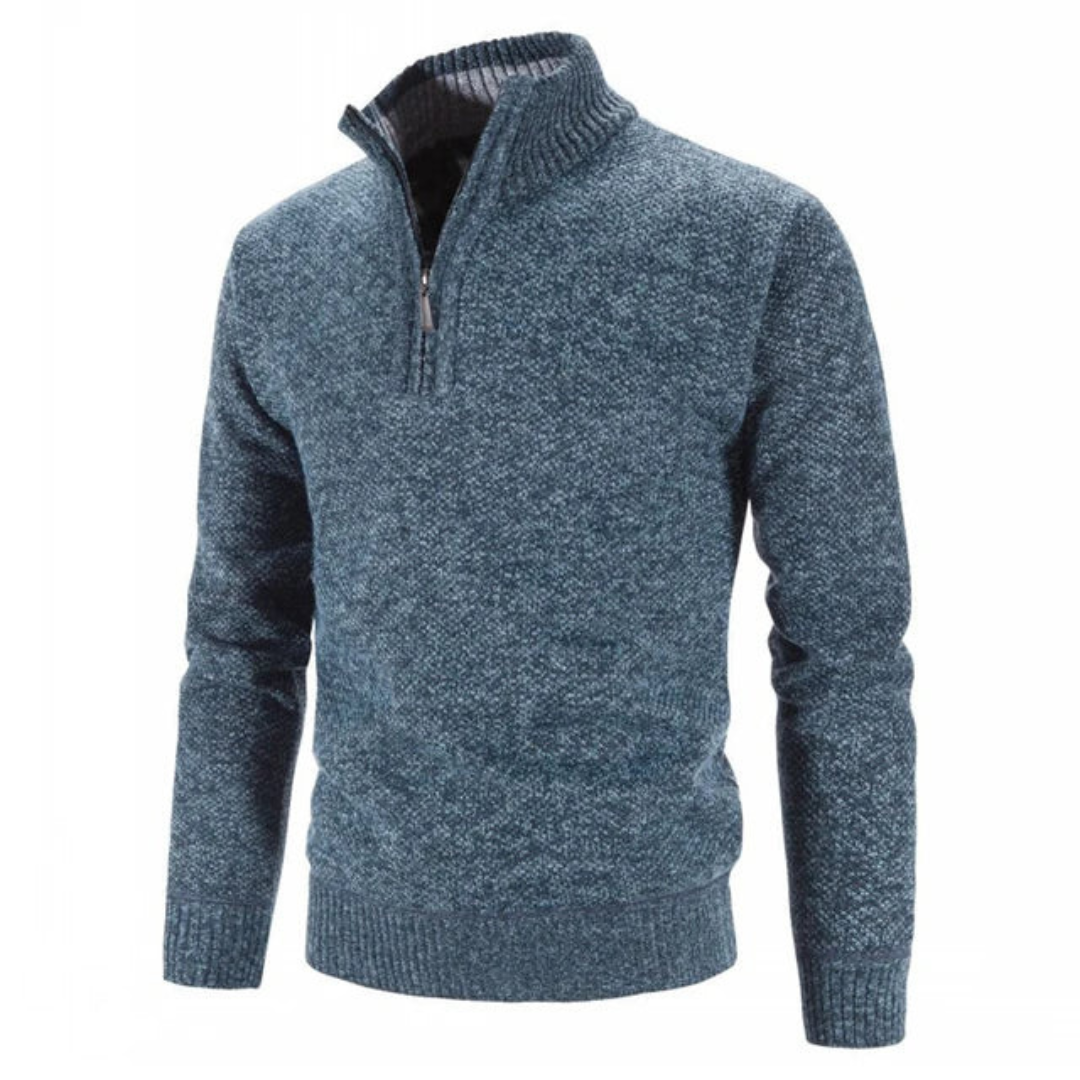 Trui met kwart rits - Gebreid - Hoge Hals - Sweater met halve rits - Gebreide heren trui-Boetiek Moda