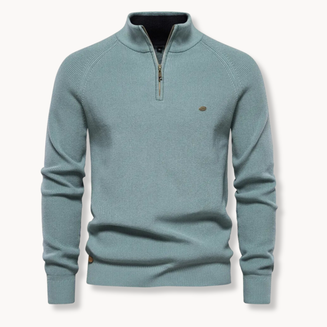 Trui met kwartritssluiting - Slim fit gebreide pullover met halve rits voor heren-Boetiek Moda
