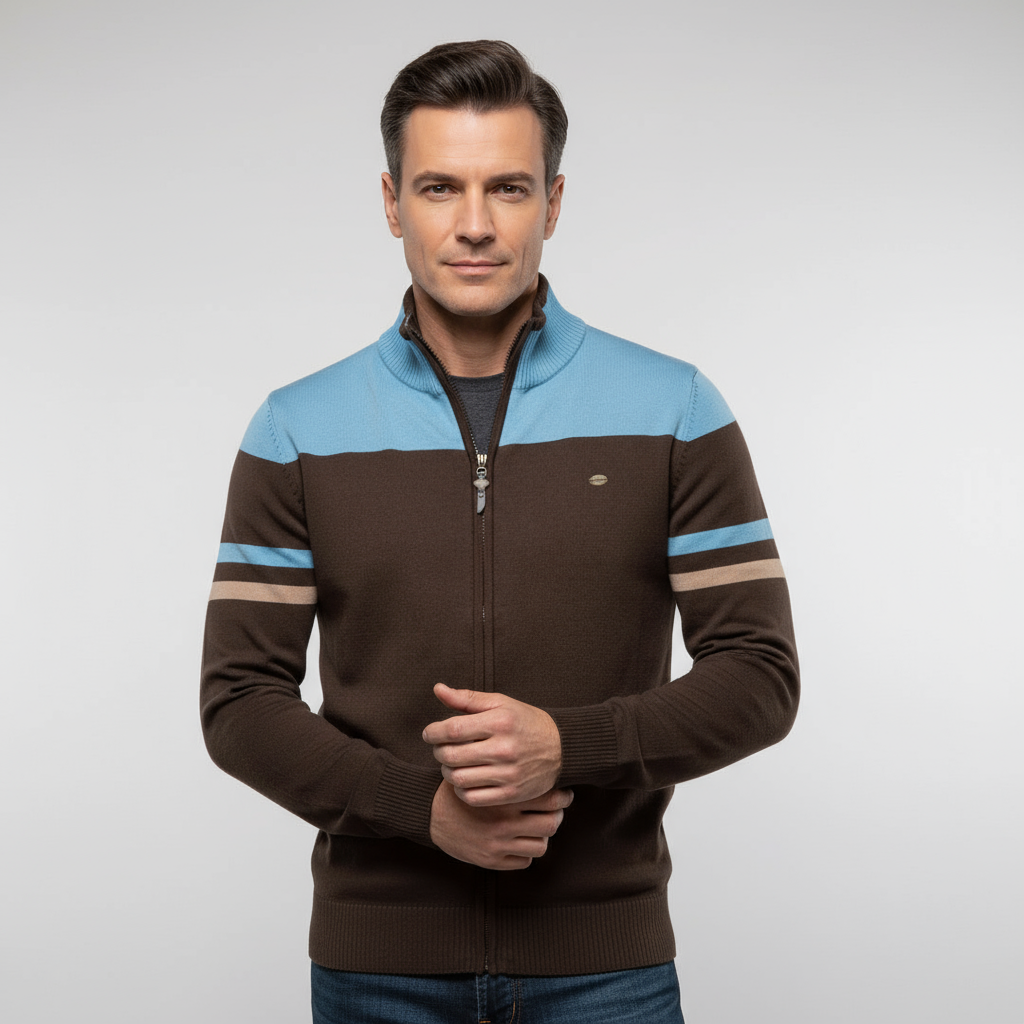 Trui met rits | Casual | Gebreid | Vest met rits | Herenvest-Boetiek Moda