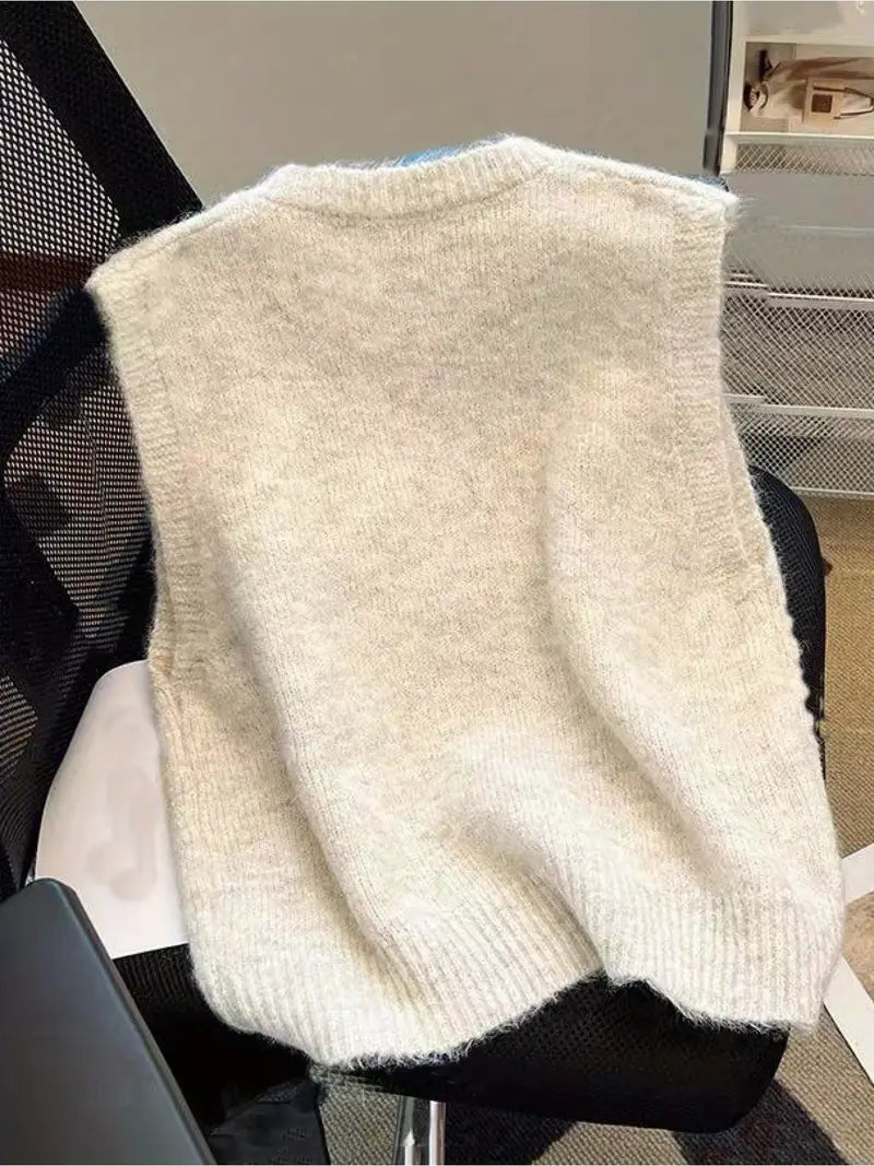 Trui-vest - Dames mouwloos gebreid pullover-vest-Boetiek Moda