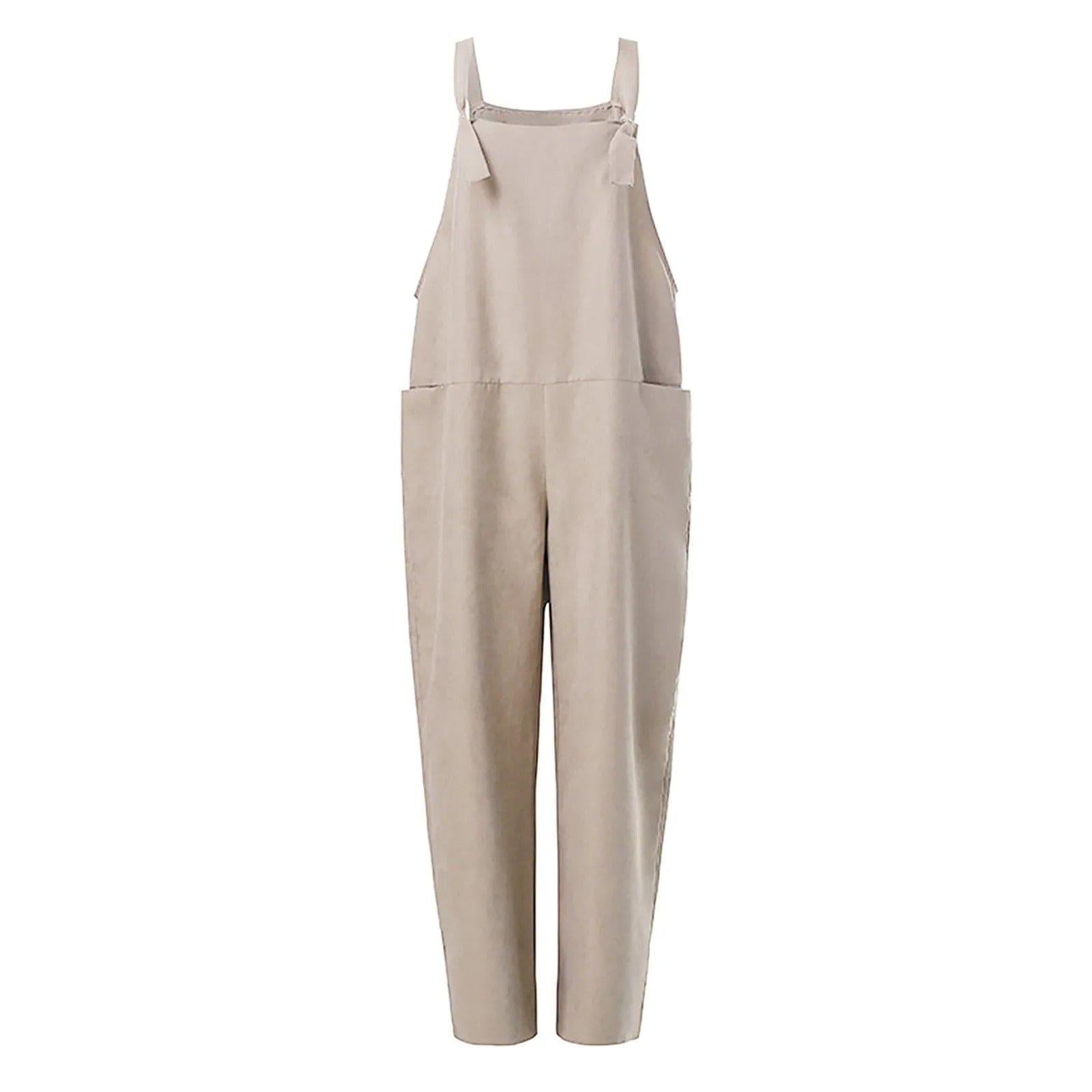 Tuinbroek - Dames mouwloze linnen jumpsuit met losse pasvorm-Boetiek Moda