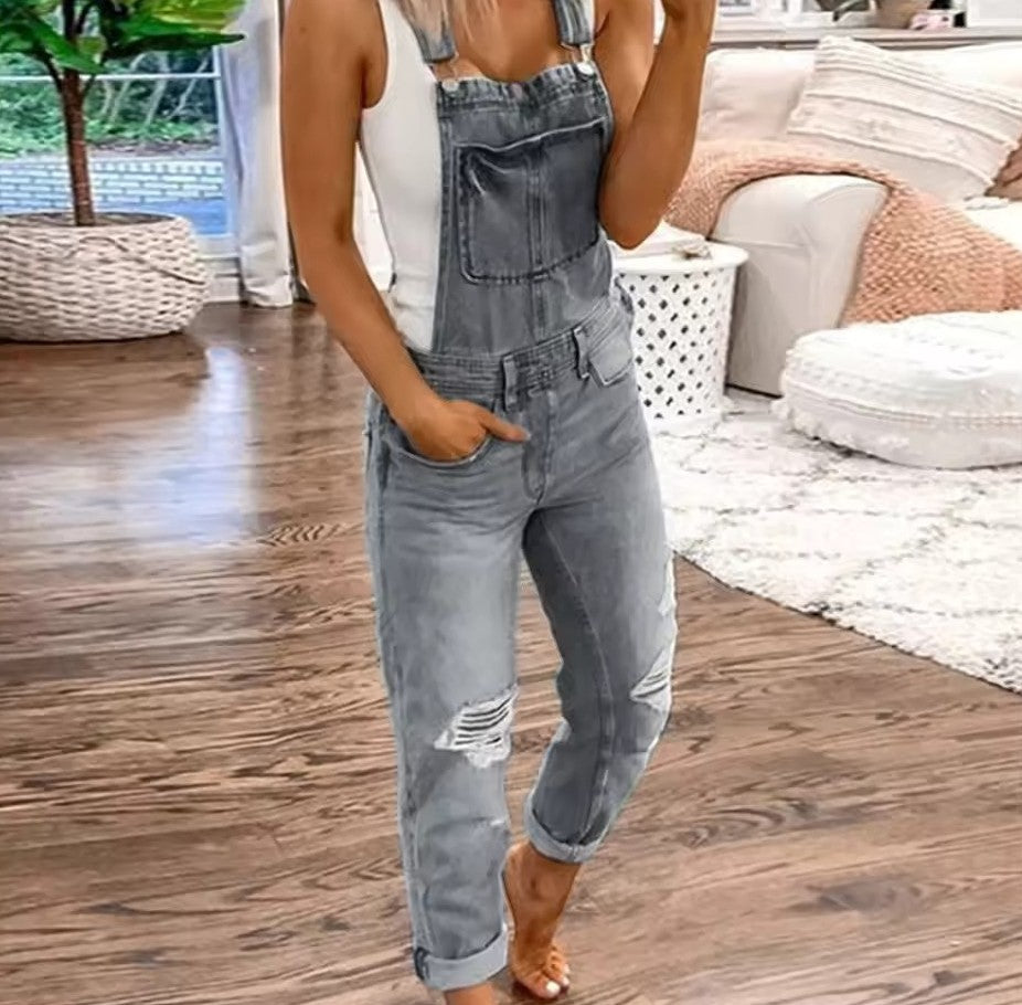 Tuinbroek | Gescheurd | Jean | Overalls | Jumpsuit Denim Dames-Boetiek Moda