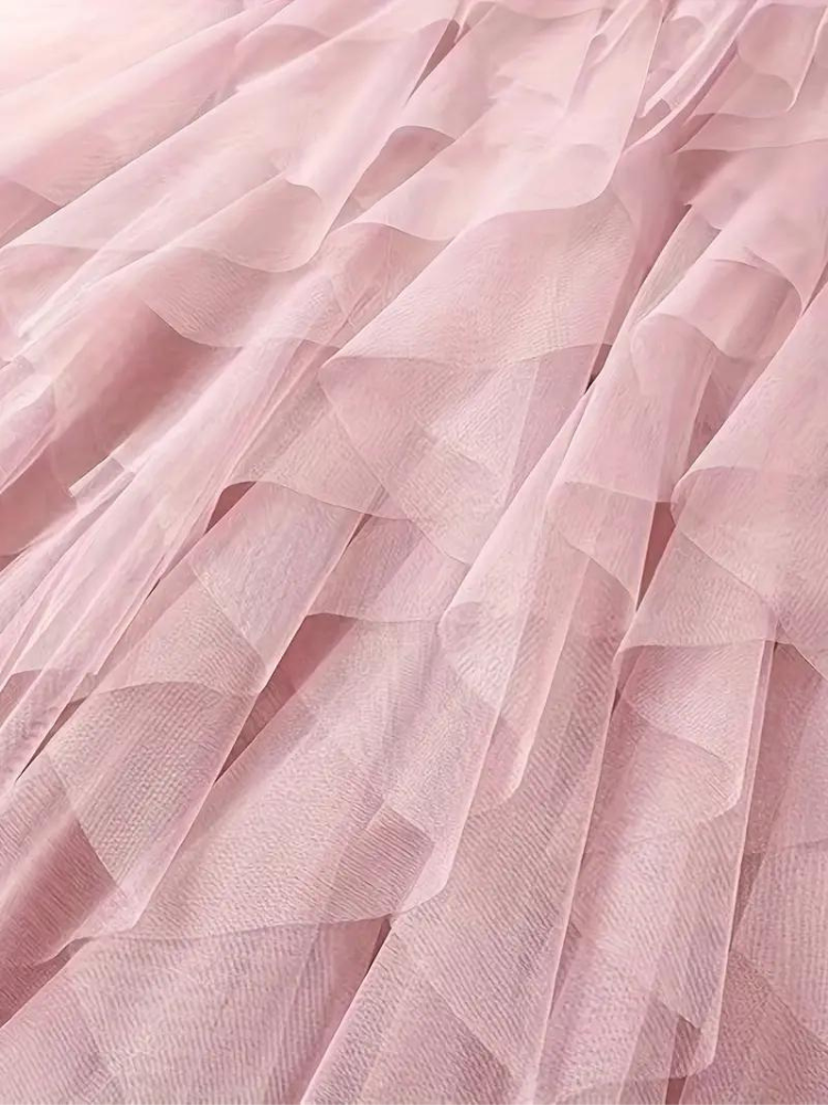 Tule Rok - Asymmetrische maxi-rok met hoge taille en ruches voor dames-Boetiek Moda