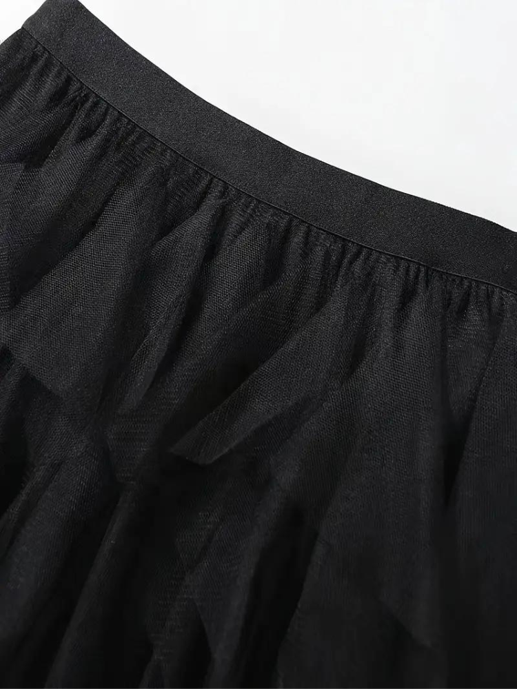 Tule Rok - Asymmetrische maxi-rok met hoge taille en ruches voor dames-Boetiek Moda