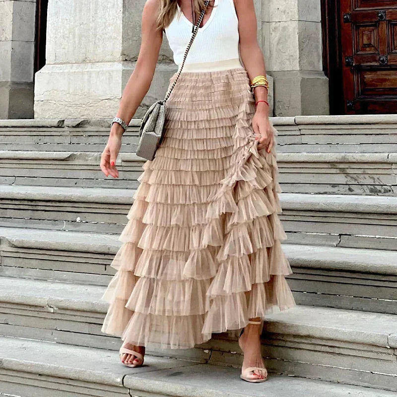 Tule rok | Elegant | High Waisted | Maxi rok | Ruffelrok-Boetiek Moda