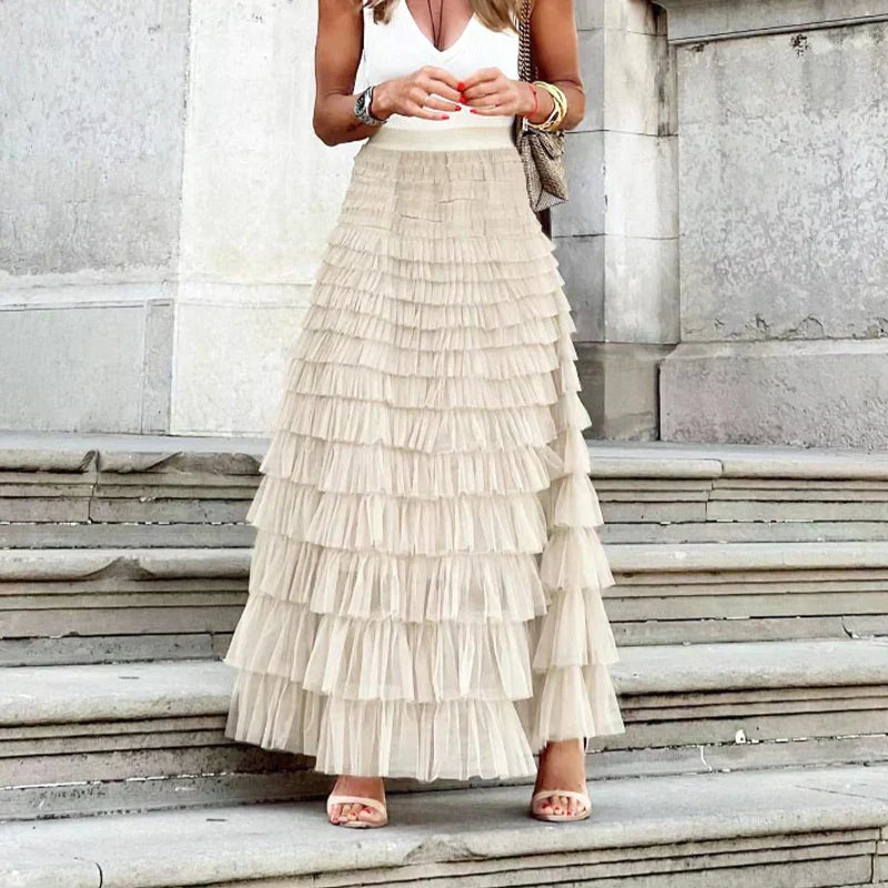 Tule rok | Elegant | High Waisted | Maxi rok | Ruffelrok-Boetiek Moda