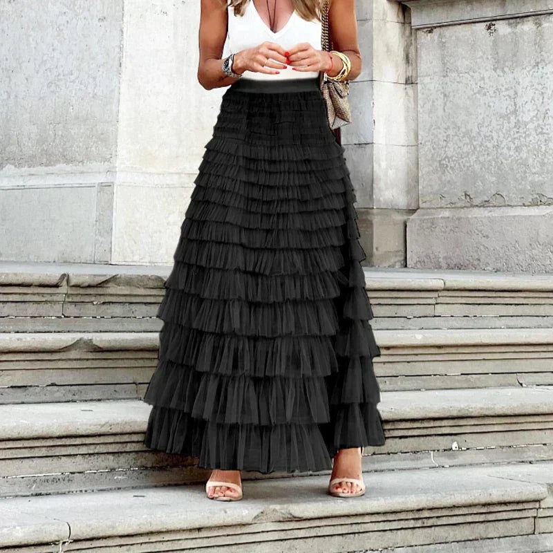 Tule rok | Elegant | High Waisted | Maxi rok | Ruffelrok-Boetiek Moda
