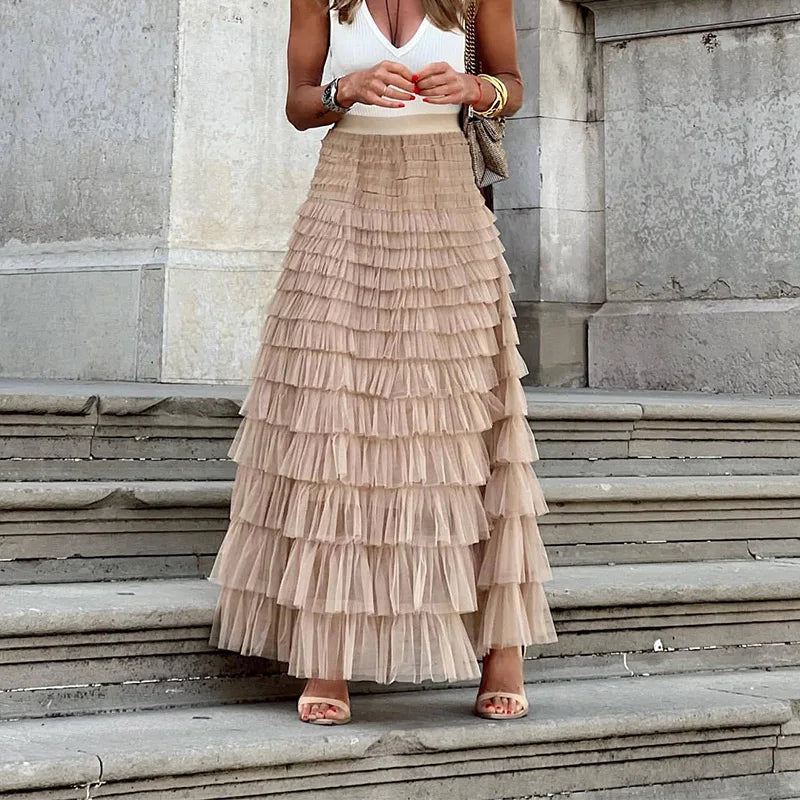 Tule rok | Elegant | High Waisted | Maxi rok | Ruffelrok-Boetiek Moda