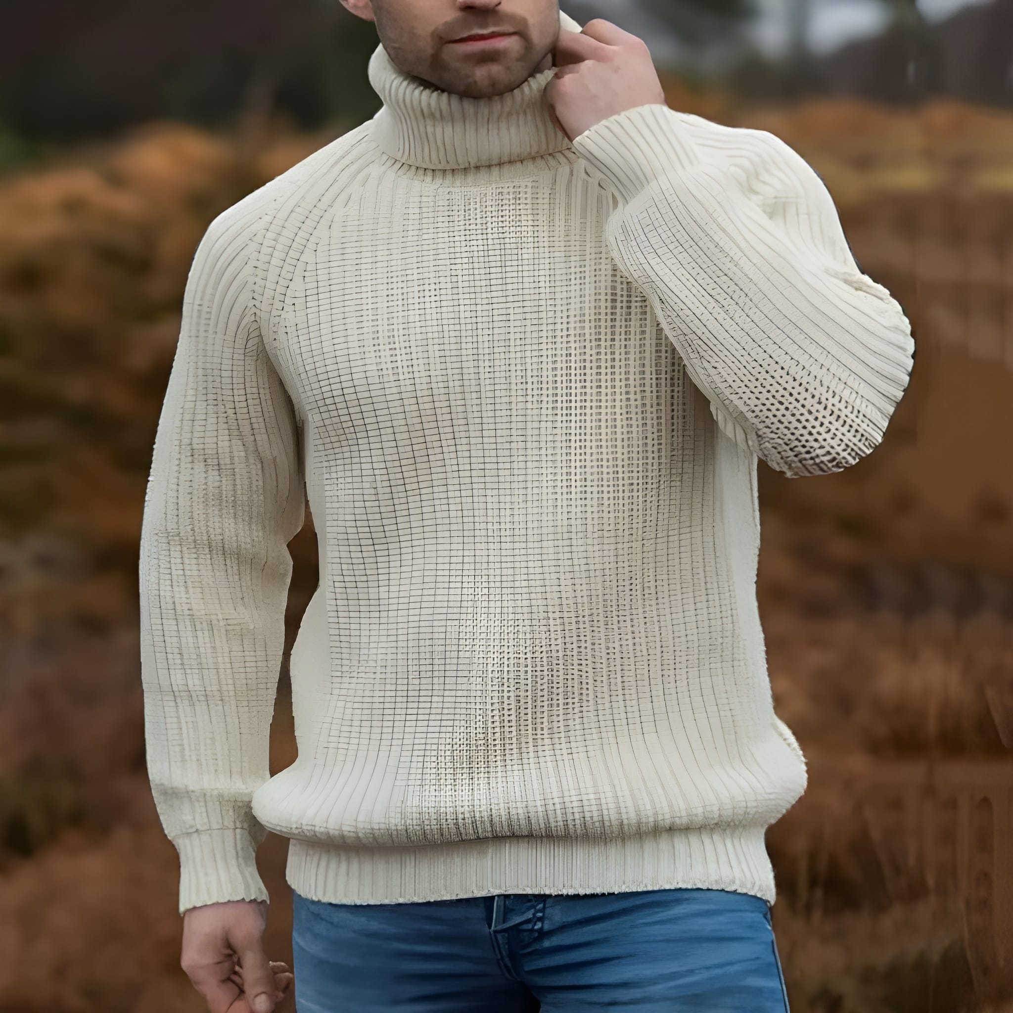 Turtleneck Trui - Roll Neck - Ribbreisel - Gebreide trui - Gebreide kleding voor mannen-Boetiek Moda