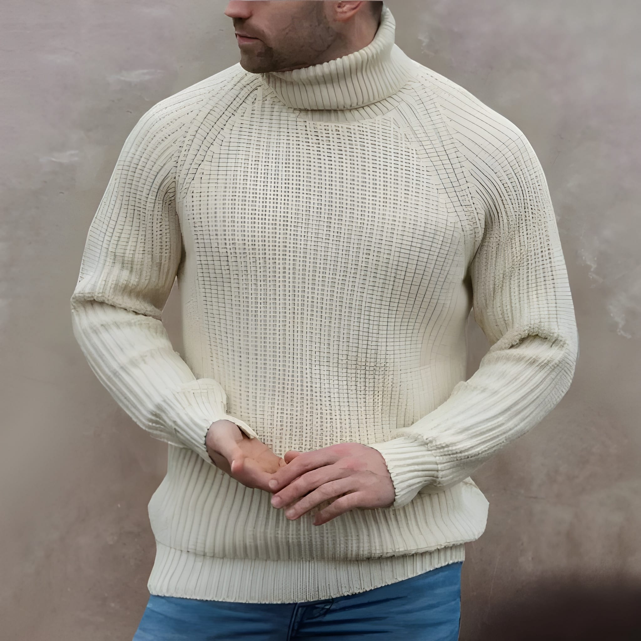 Turtleneck Trui - Roll Neck - Ribbreisel - Gebreide trui - Gebreide kleding voor mannen-Boetiek Moda