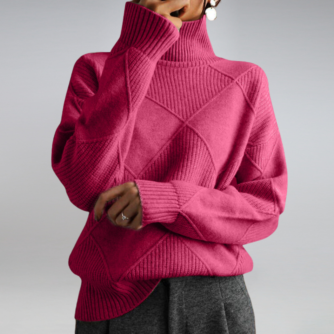 Turtleneck trui - Oversized gebreide trui met hoge kraag voor dames-Boetiek Moda