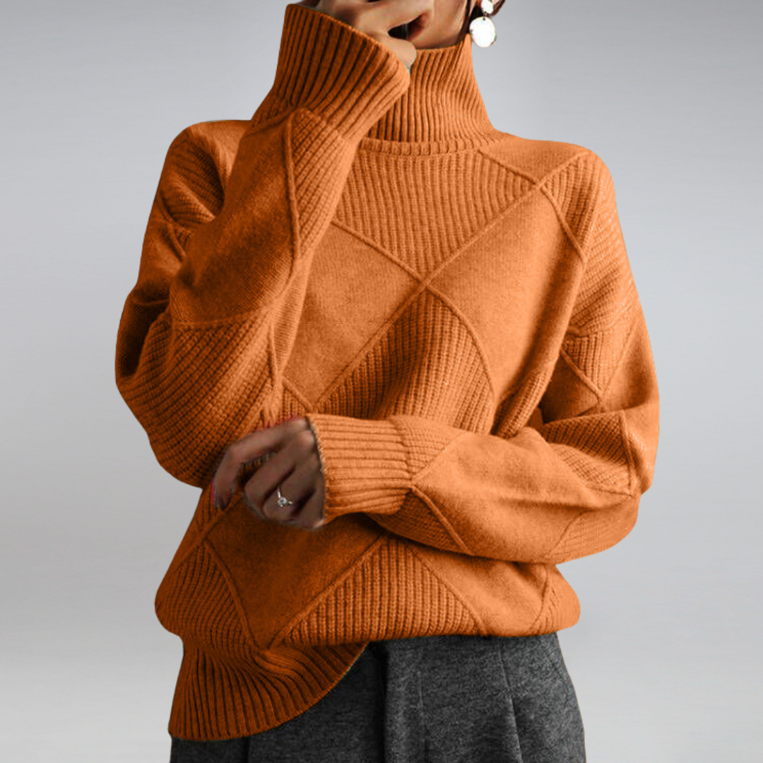 Turtleneck trui - Oversized gebreide trui met hoge kraag voor dames-Boetiek Moda